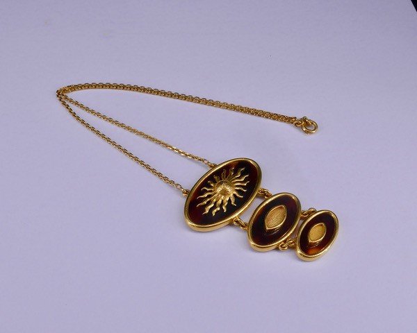 70s Gold And Tortoiseshell Necklace-photo-4