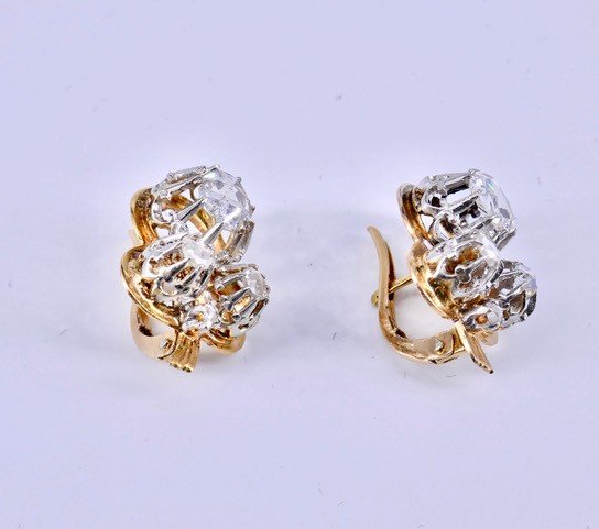 Rose Cut Diamond Clover Stud Earrings-photo-4