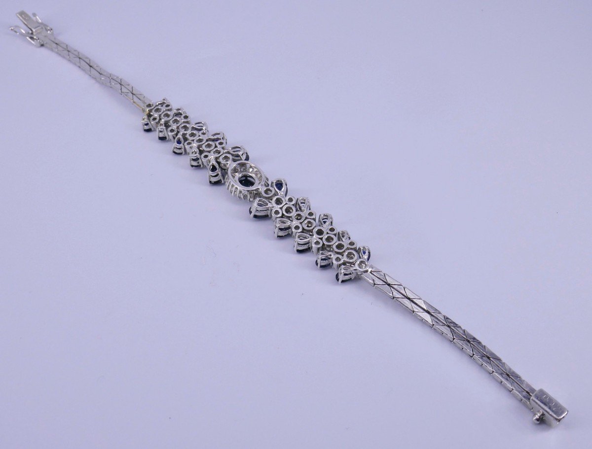 Bracelet White Gold Diamonds And Sapphires-photo-3