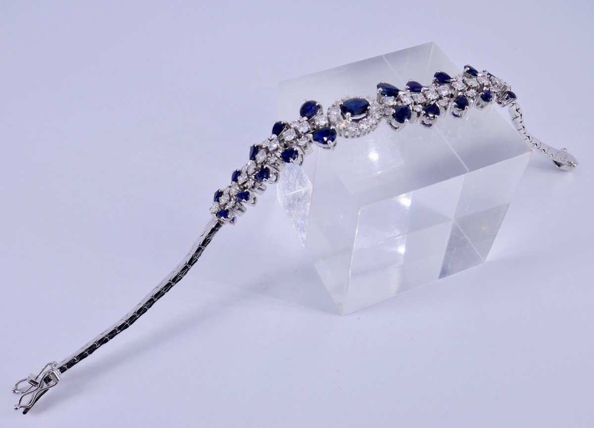 Bracelet White Gold Diamonds And Sapphires-photo-1