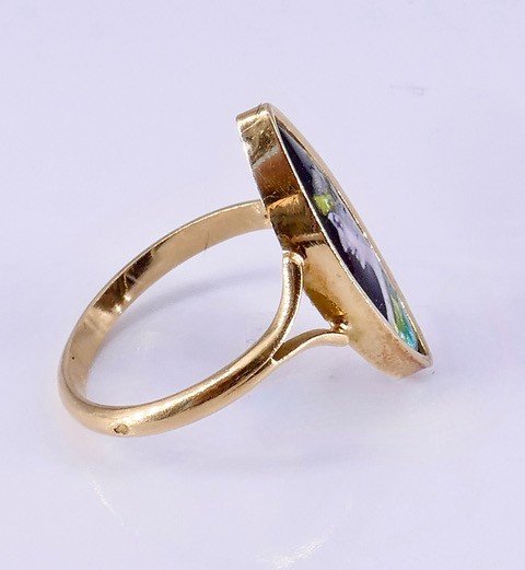 Limoges Enamel Ring Early 20th Century-photo-2