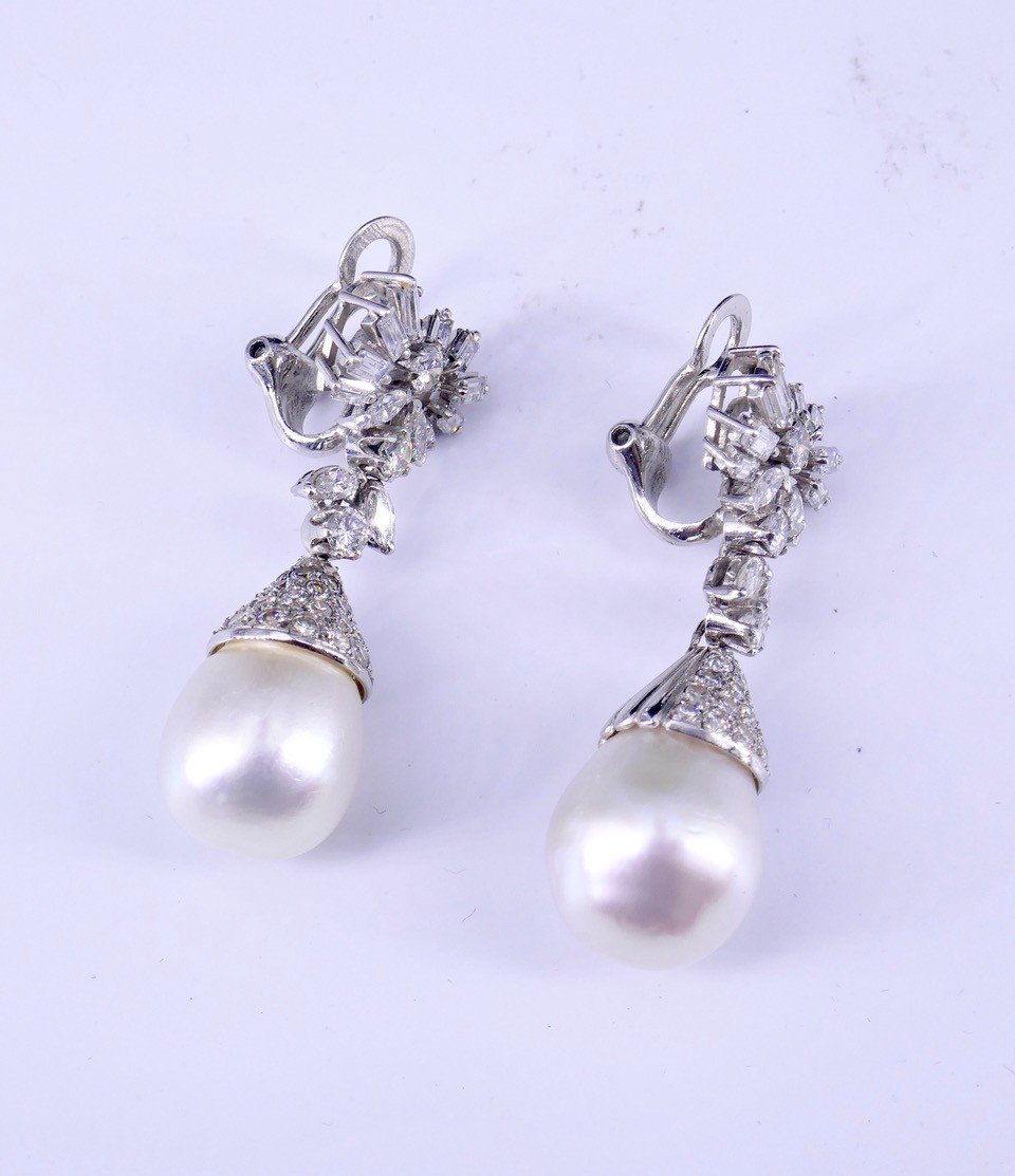 Diamond Pearl Cocktail Drop Earrings-photo-2