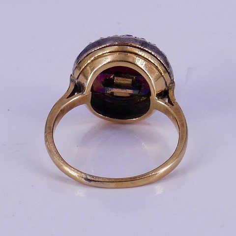 Bague Napoléon III Grenats Cabochon Diamants -photo-2