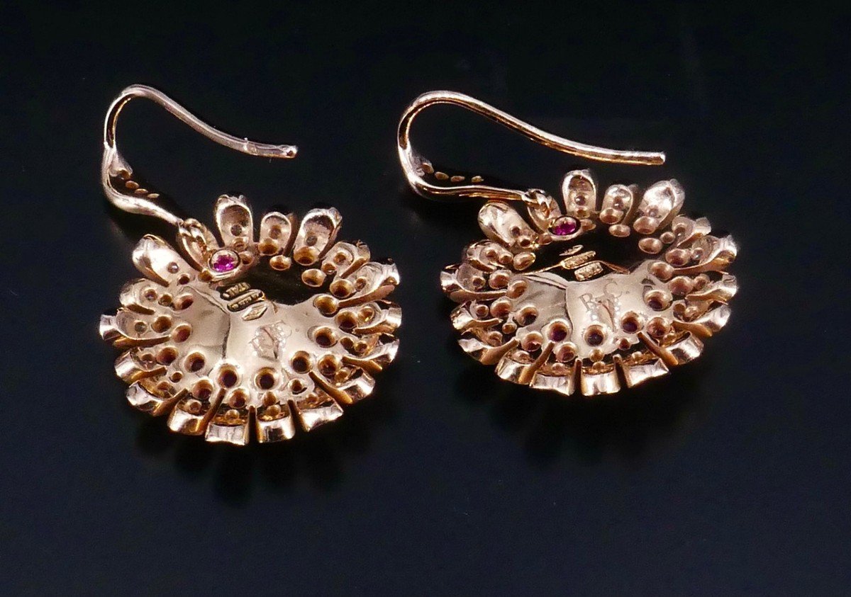 Boucles" Fleurs" Diamants Tourmalines -photo-2