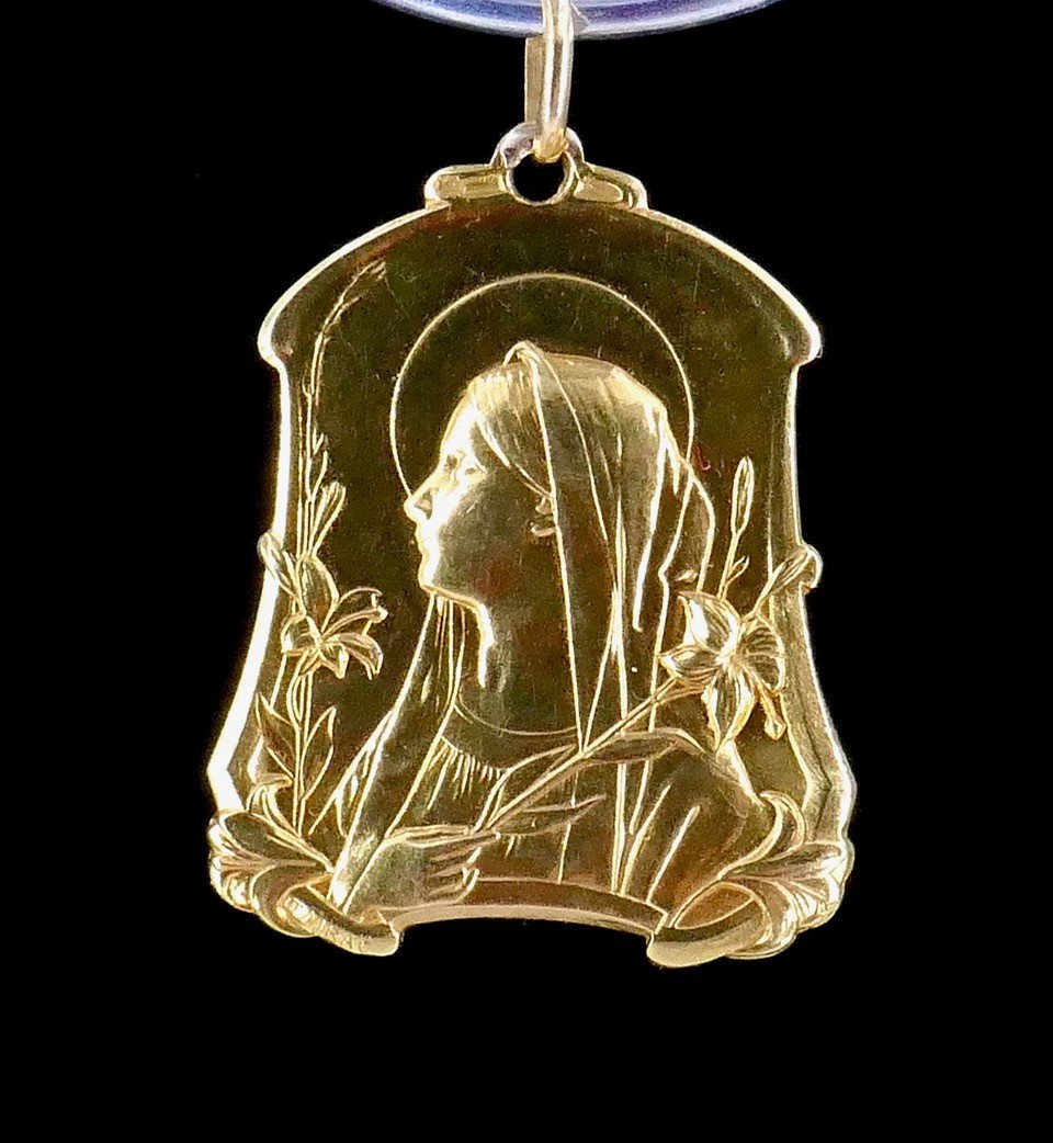 Medaille  Vierge Marie En Or Art Nouveau Tairac -photo-1