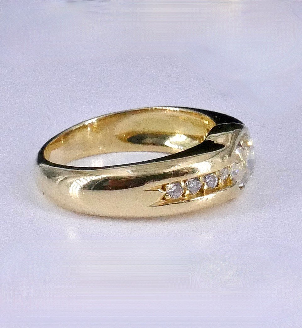 Yellow Gold Diamond Band Ring-photo-3