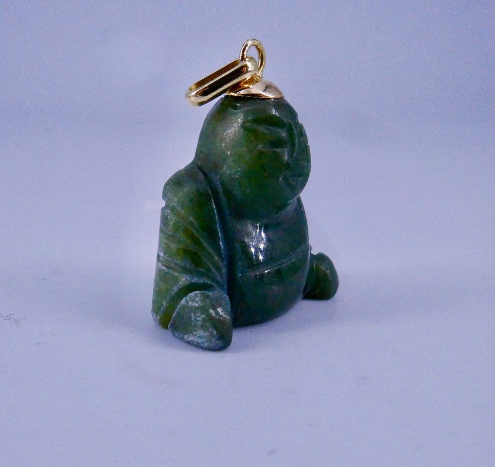 Pendentif Bouddha Or Jade Néphrite -photo-2