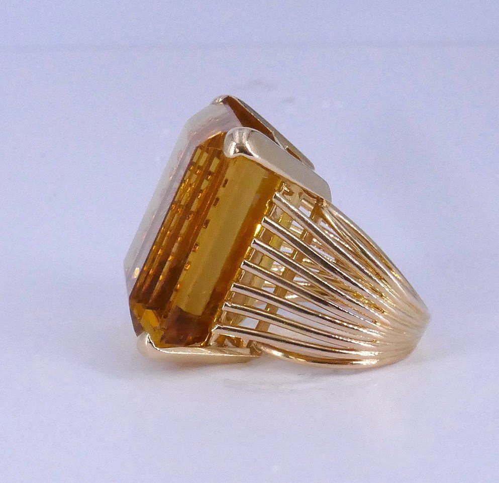 Citrine Gold Cocktail Ring 1950-photo-4