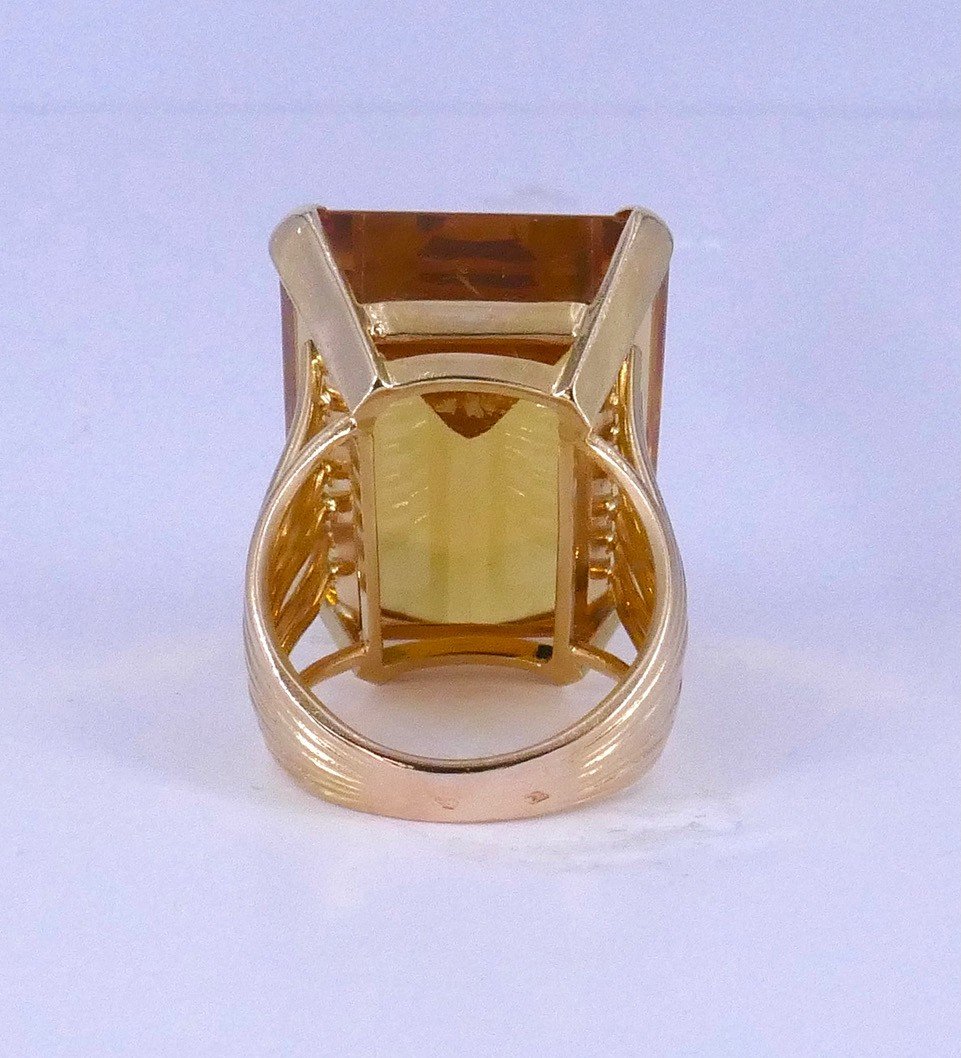 Citrine Gold Cocktail Ring 1950-photo-1