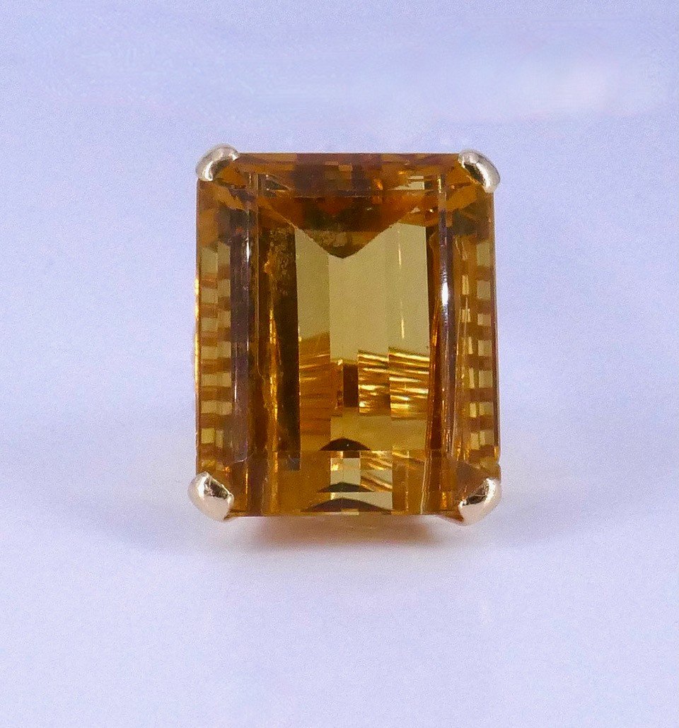 Citrine Gold Cocktail Ring 1950-photo-4