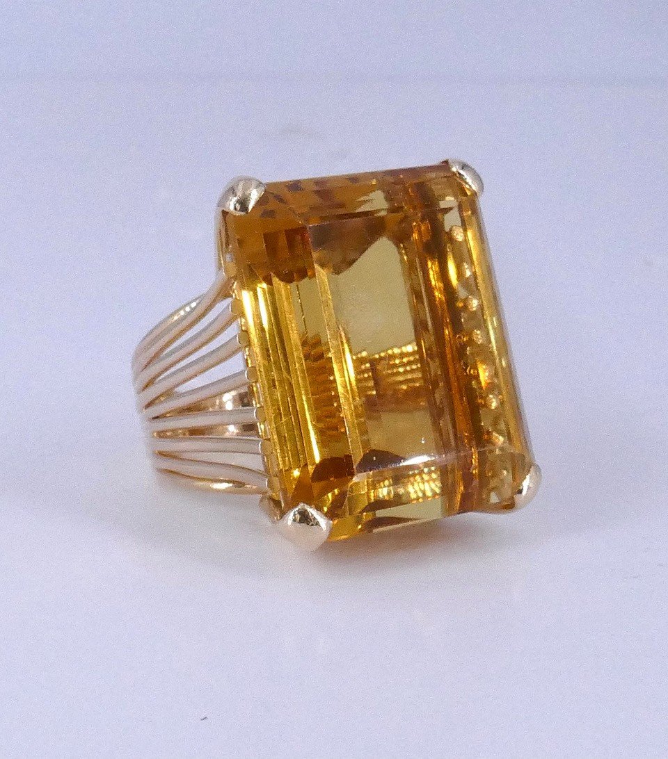 Citrine Gold Cocktail Ring 1950