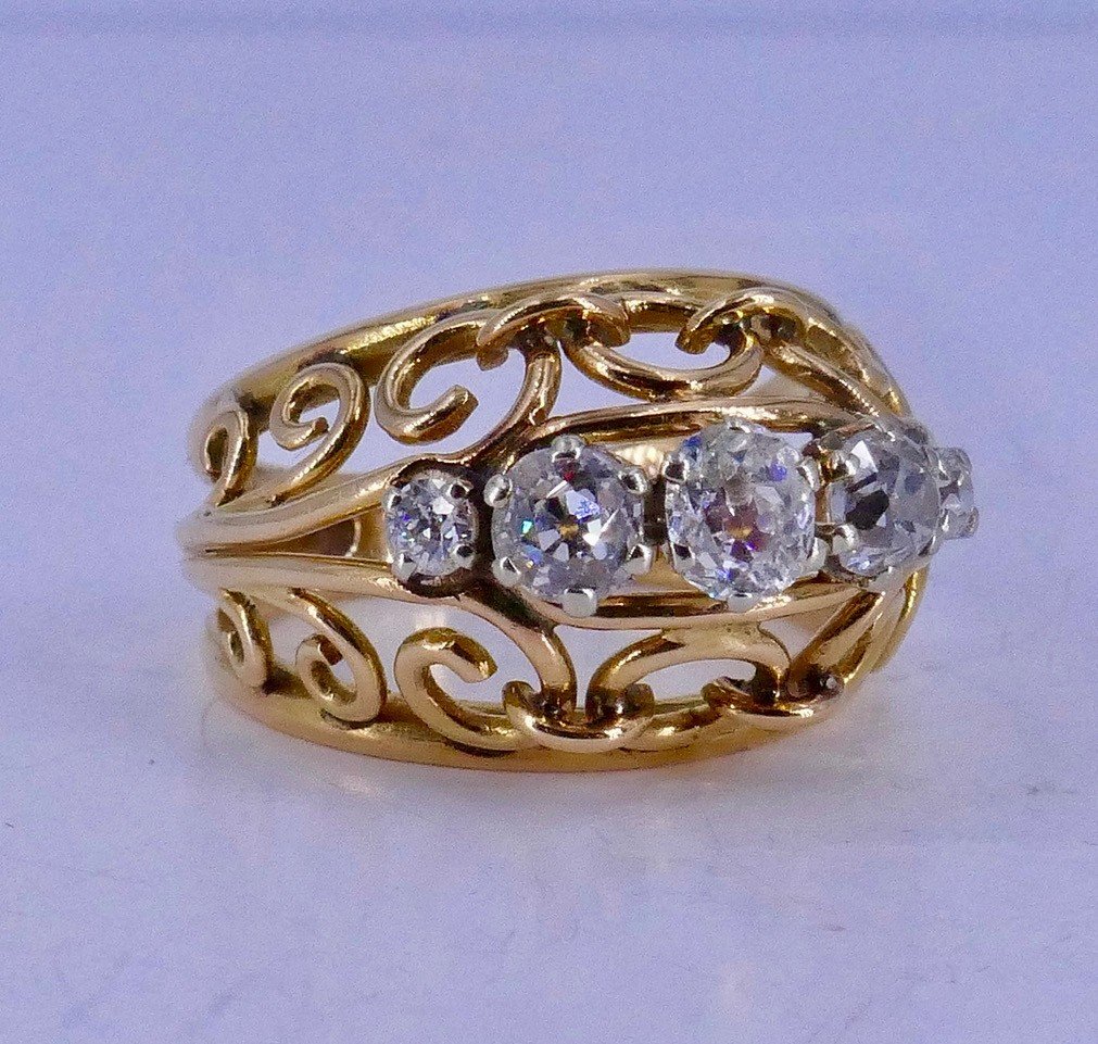 Gold Platinum Diamond Ring 1950-photo-4