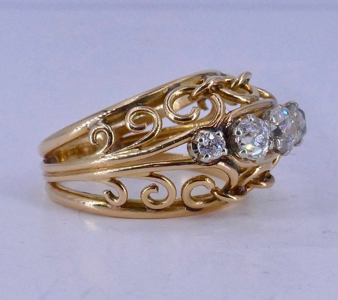Gold Platinum Diamond Ring 1950-photo-5