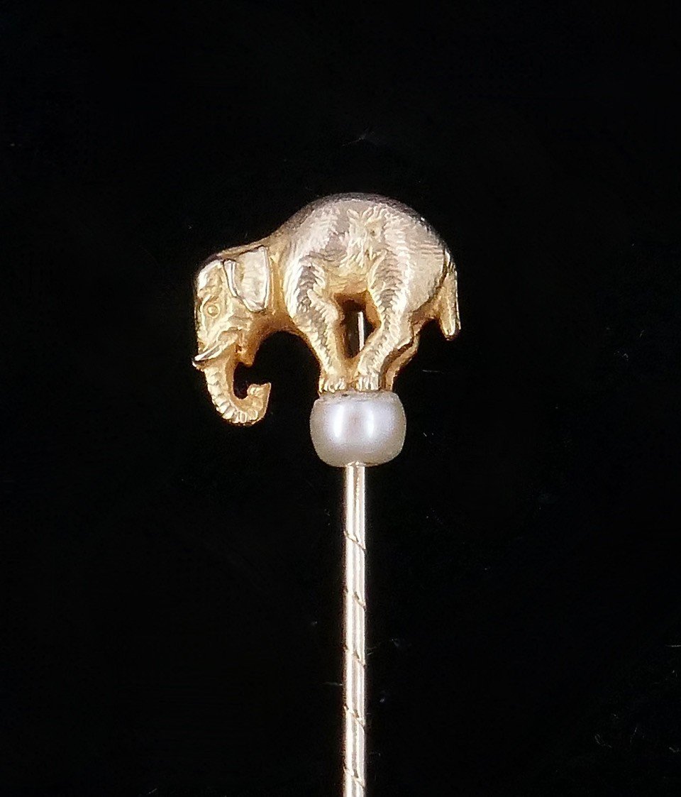 Elephant Tie Pin In Gold Late 19th Century 