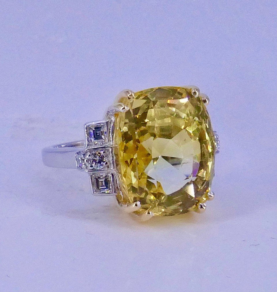 Two Gold Ceylon Sapphire Ring 18.77 Ct Unheated -photo-2