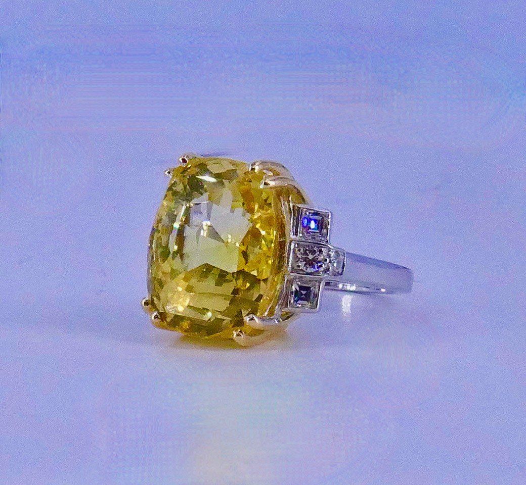 Two Gold Ceylon Sapphire Ring 18.77 Ct Unheated -photo-3