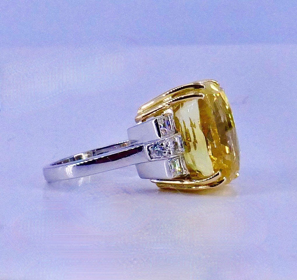 Bague Deux Ors Saphir Ceylan 18,77 Ct Non Chauffé -photo-4