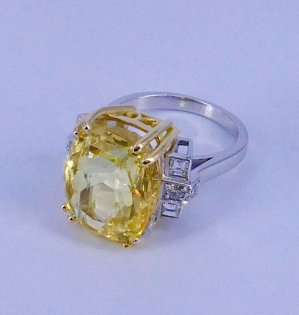 Bague Deux Ors Saphir Ceylan 18,77 Ct Non Chauffé -photo-2