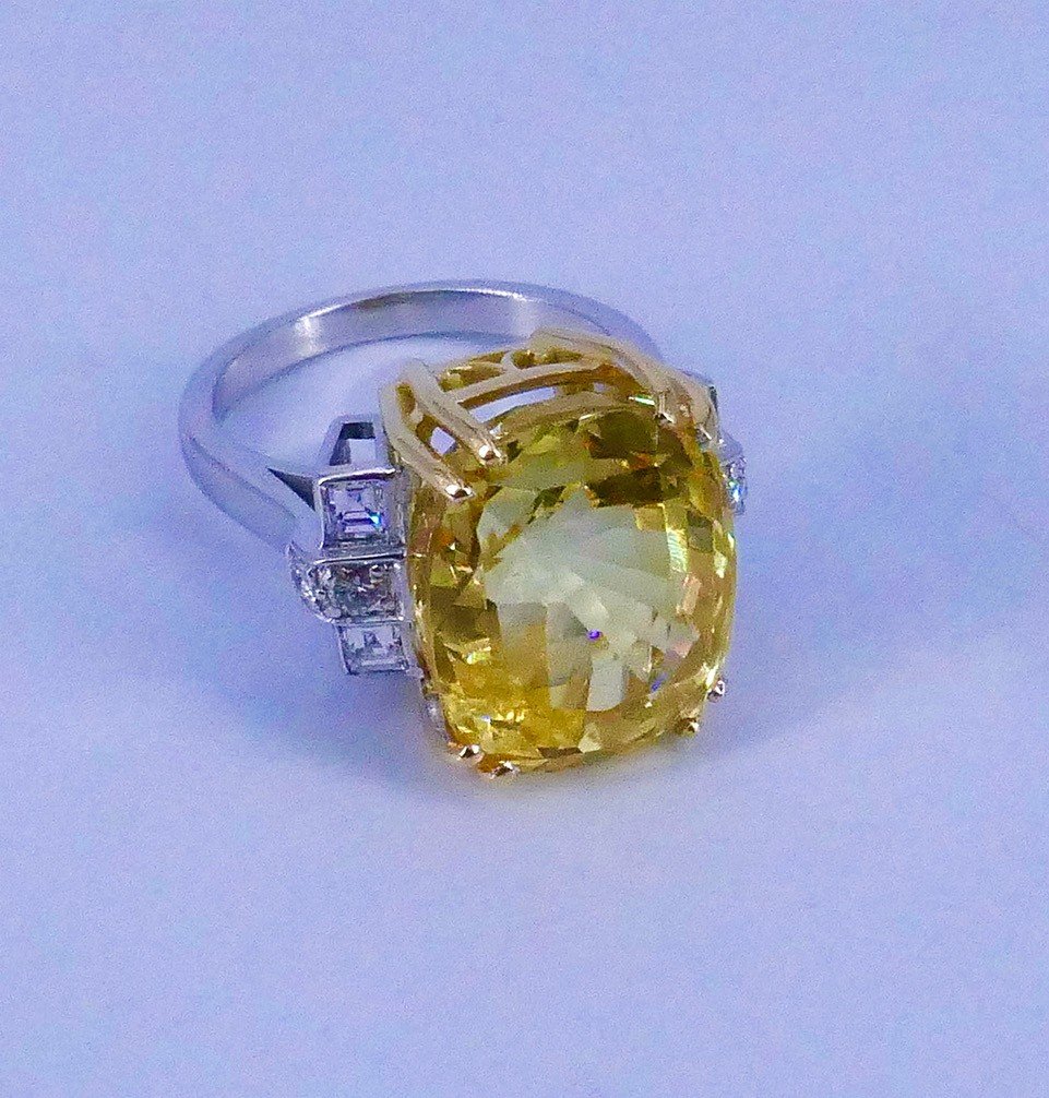 Bague Deux Ors Saphir Ceylan 18,77 Ct Non Chauffé -photo-4