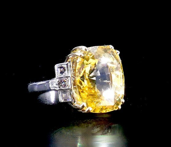 Bague Deux Ors Saphir Ceylan 18,77 Ct Non Chauffé -photo-6