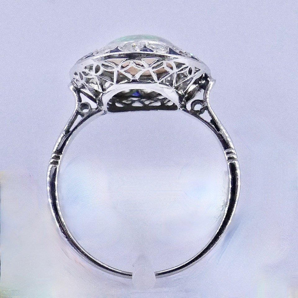 Bague Opale Diamants Saphirs 1920/1930-photo-1