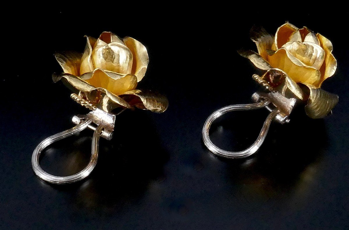 Yellow Gold Diamond "pink" Ear Clips -photo-1