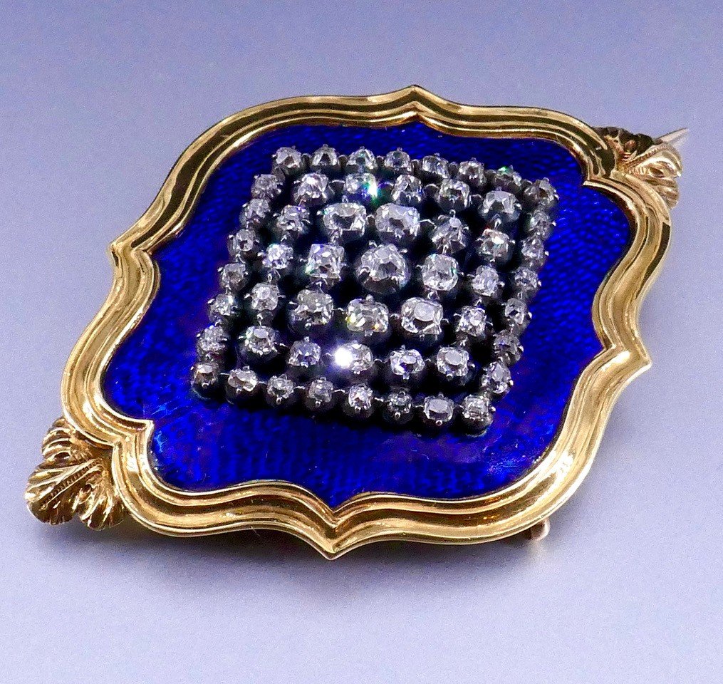 Napoleon III Enameled Diamond Brooch -photo-4