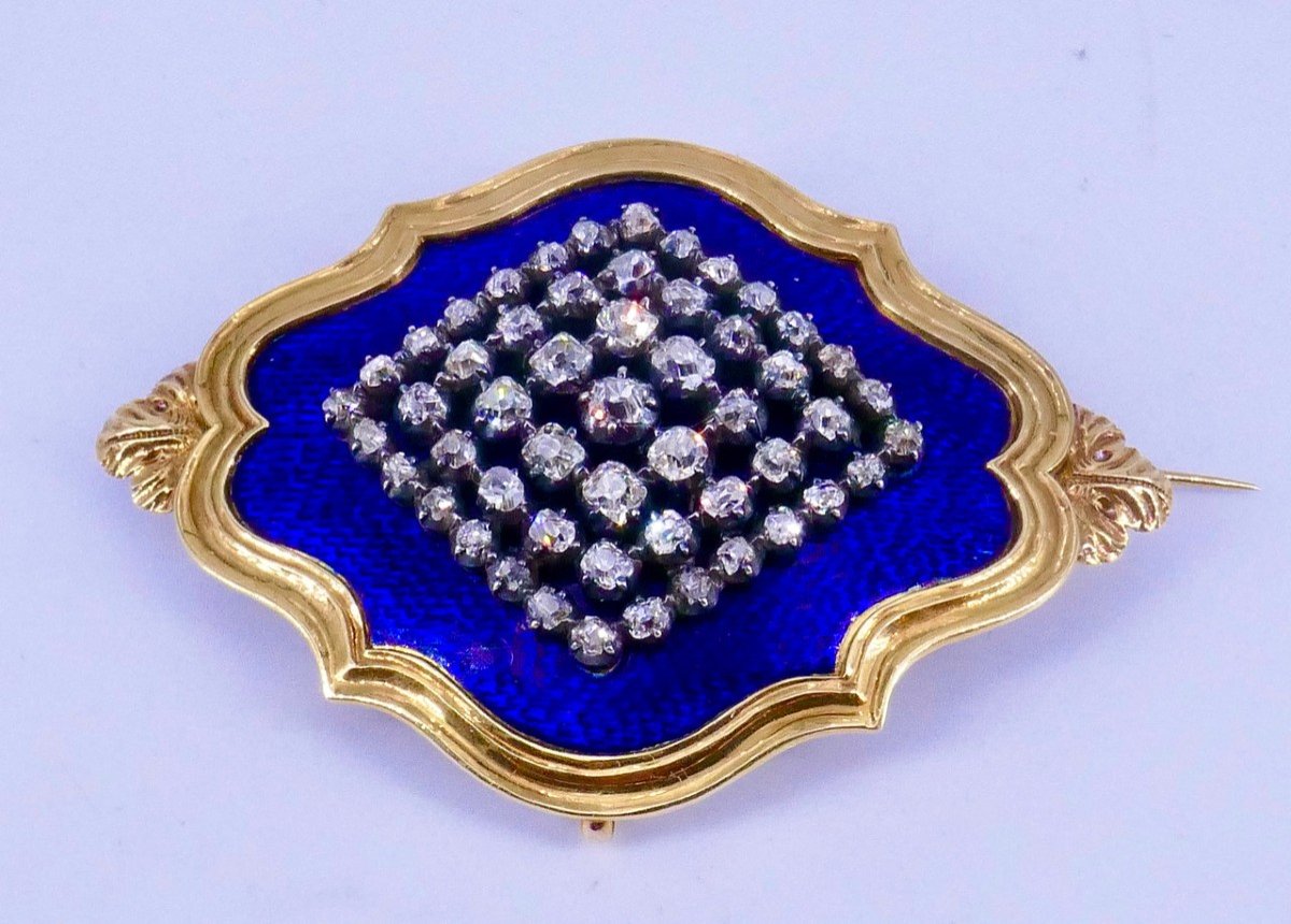 Napoleon III Enameled Diamond Brooch -photo-3