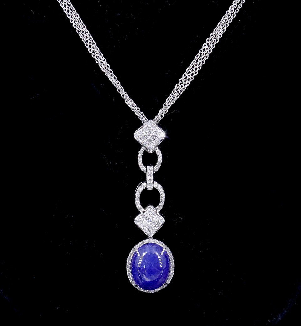 White Gold Tanzanite Diamond Necklace-photo-3