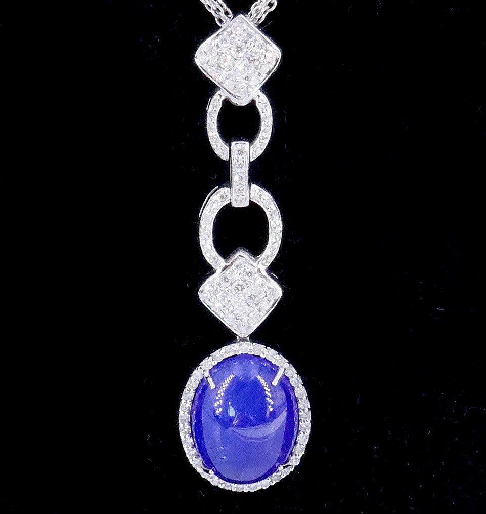 White Gold Tanzanite Diamond Necklace-photo-4