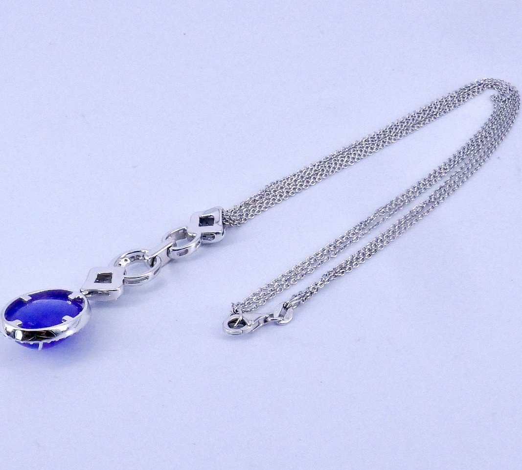 White Gold Tanzanite Diamond Necklace-photo-1