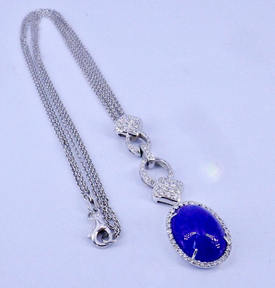 White Gold Tanzanite Diamond Necklace-photo-2