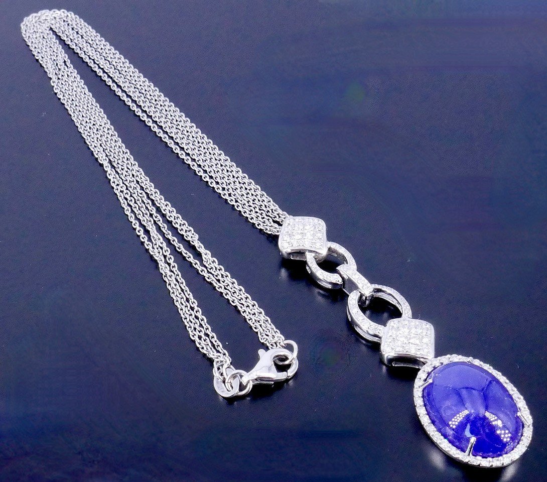 White Gold Tanzanite Diamond Necklace