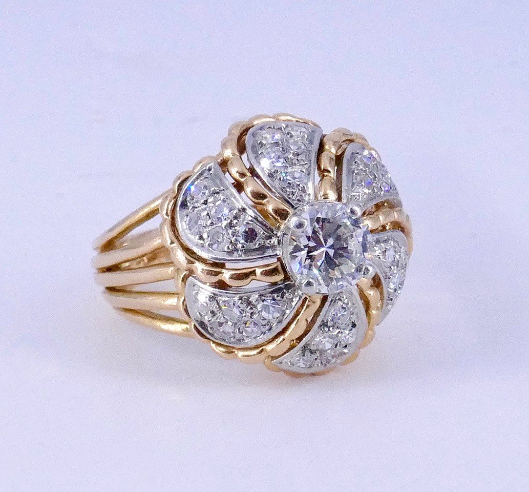 50s Dome Cocktail Ring With Diamonds -photo-2