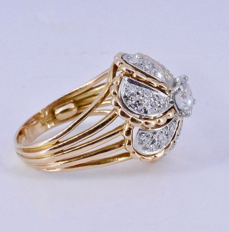 50s Dome Cocktail Ring With Diamonds -photo-3