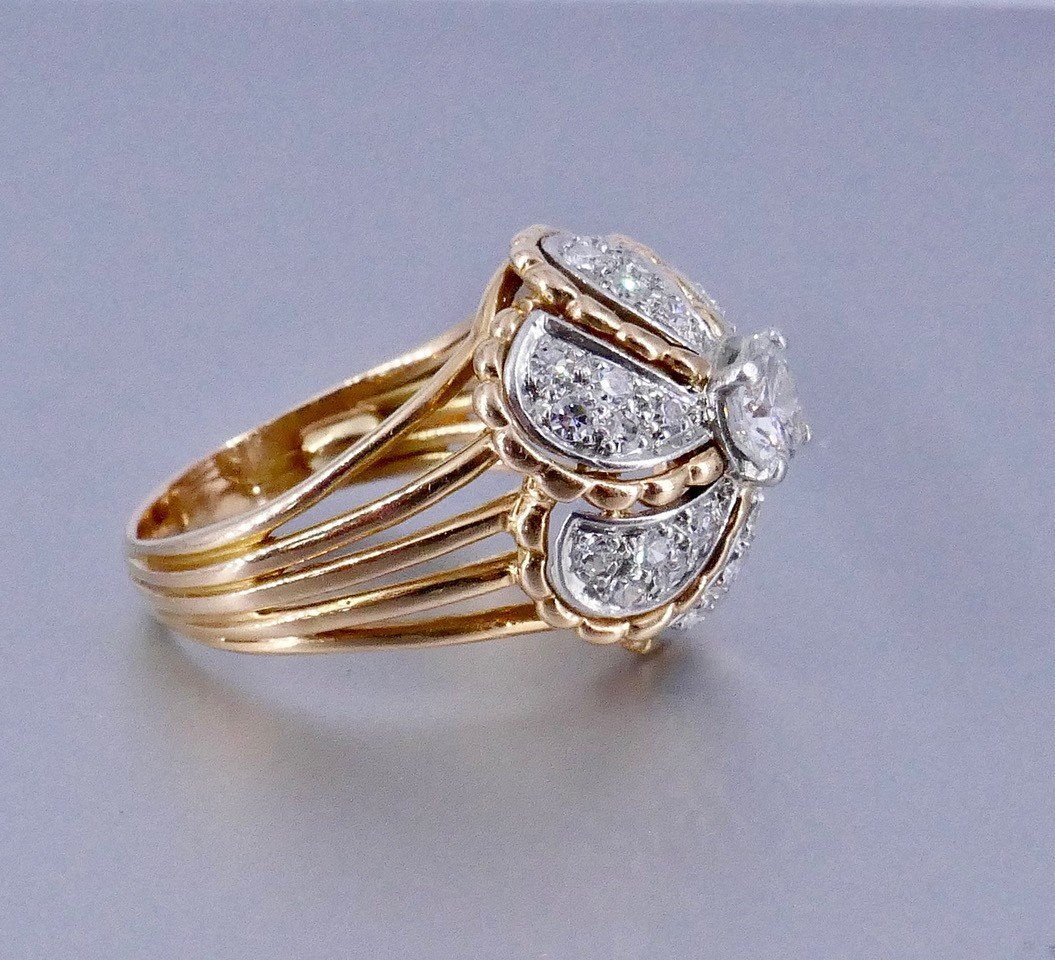 50s Dome Cocktail Ring With Diamonds -photo-2