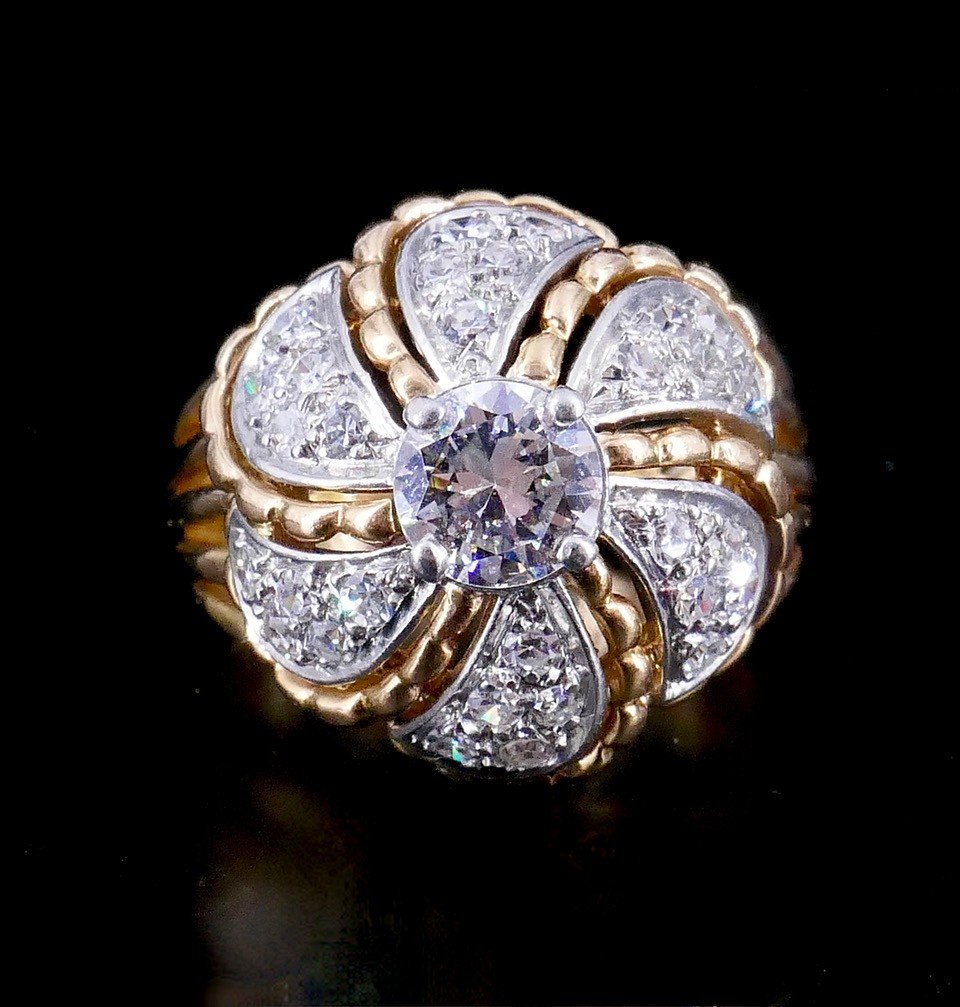 50s Dome Cocktail Ring With Diamonds -photo-3