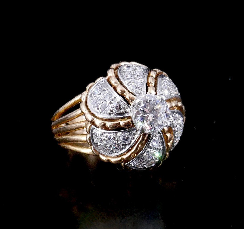 50s Dome Cocktail Ring With Diamonds -photo-4