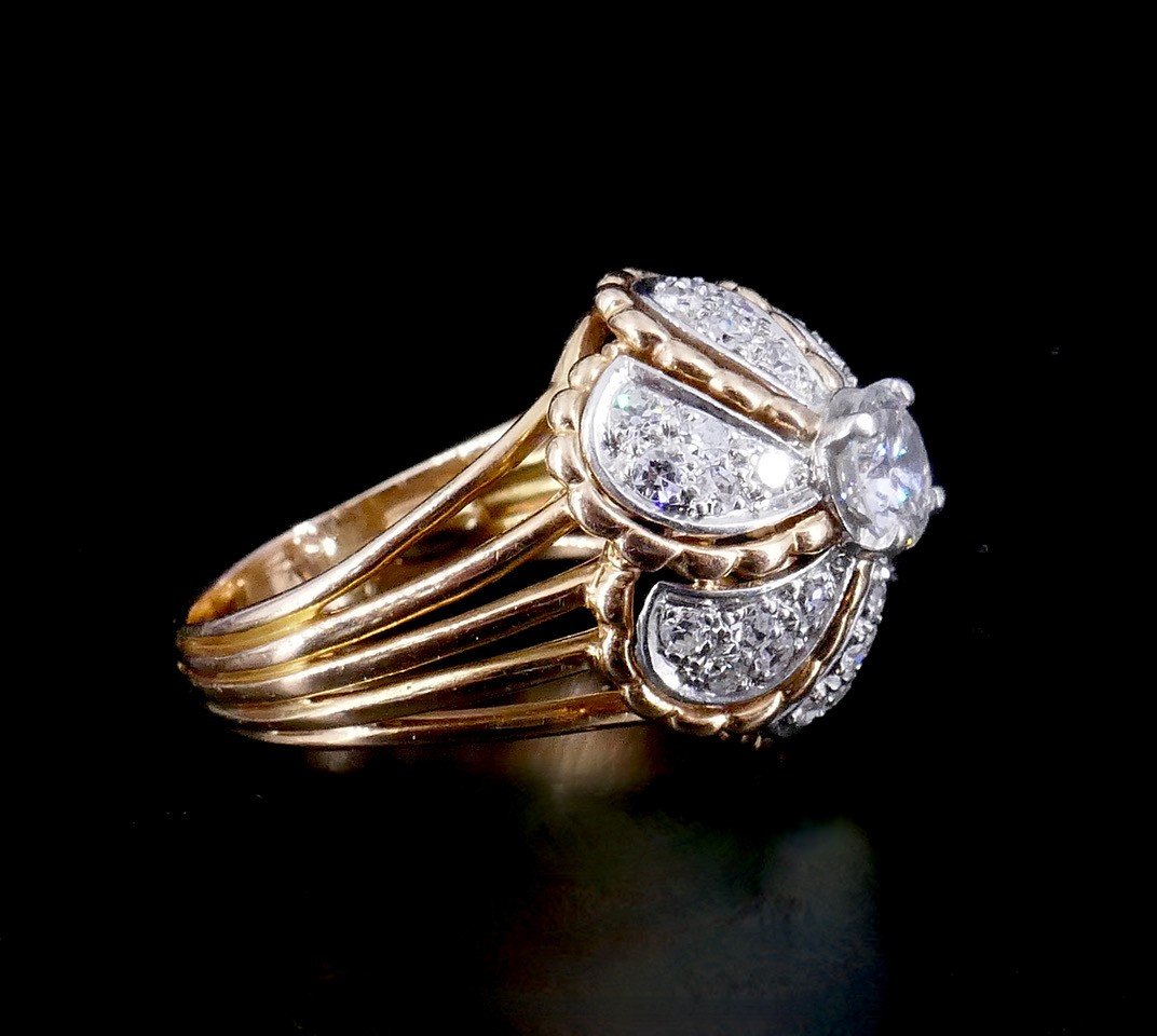 50s Dome Cocktail Ring With Diamonds -photo-5