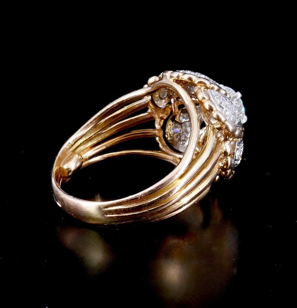 50s Dome Cocktail Ring With Diamonds -photo-6