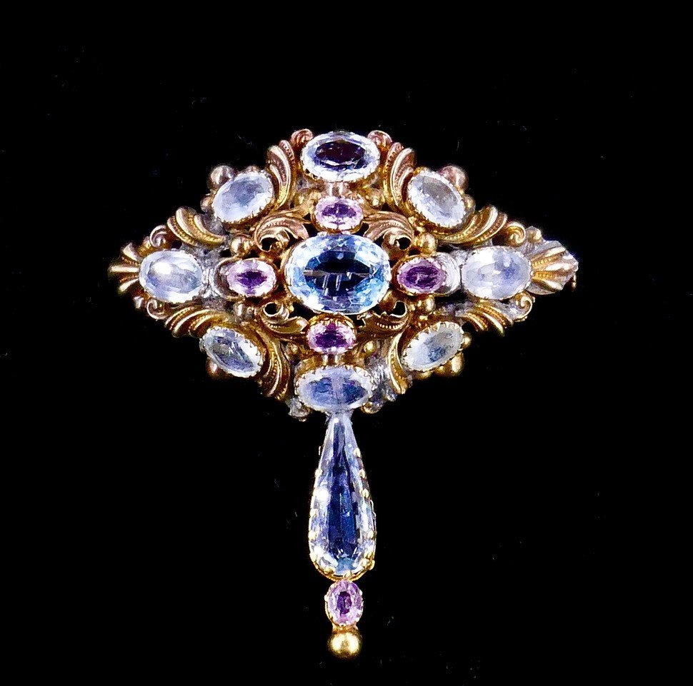 Charles X Brooch Aquamarine Tourmalines-photo-4