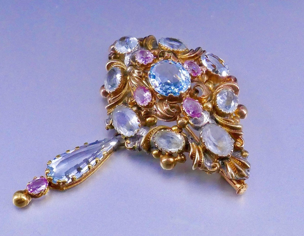 Charles X Brooch Aquamarine Tourmalines