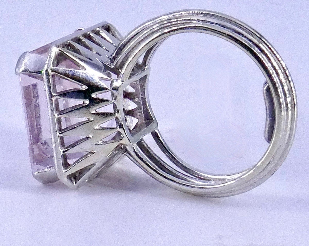 Bague "Cocktail "Or Blanc Morganite diamants -photo-2