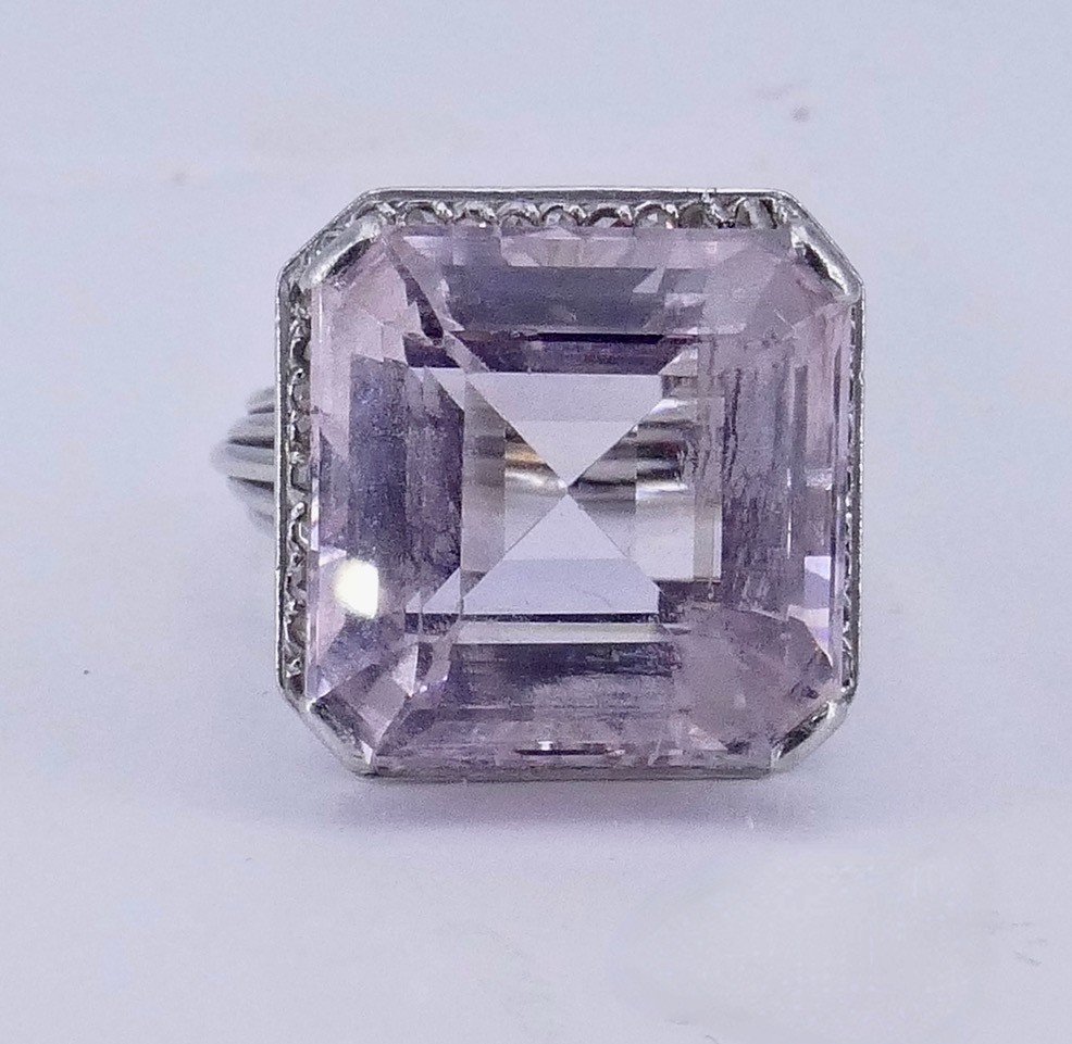 Bague "Cocktail "Or Blanc Morganite diamants -photo-3