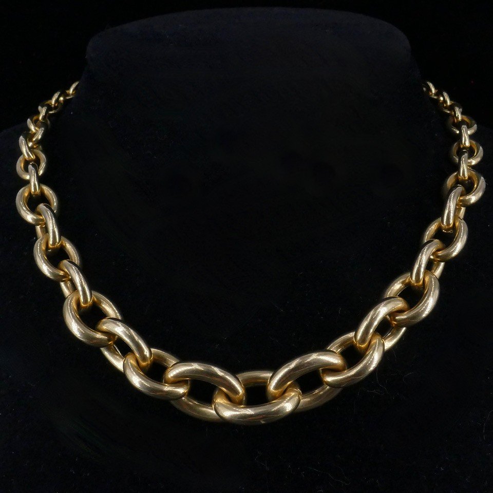 Collier or jaune Maillons Ovales -photo-2