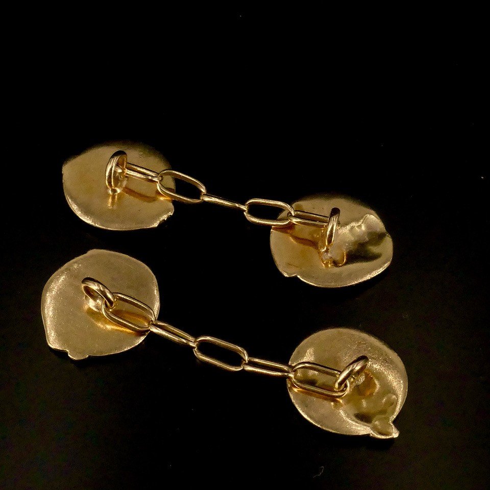 Van Der Straeten Yellow Gold Art Nouveau Cufflinks-photo-2