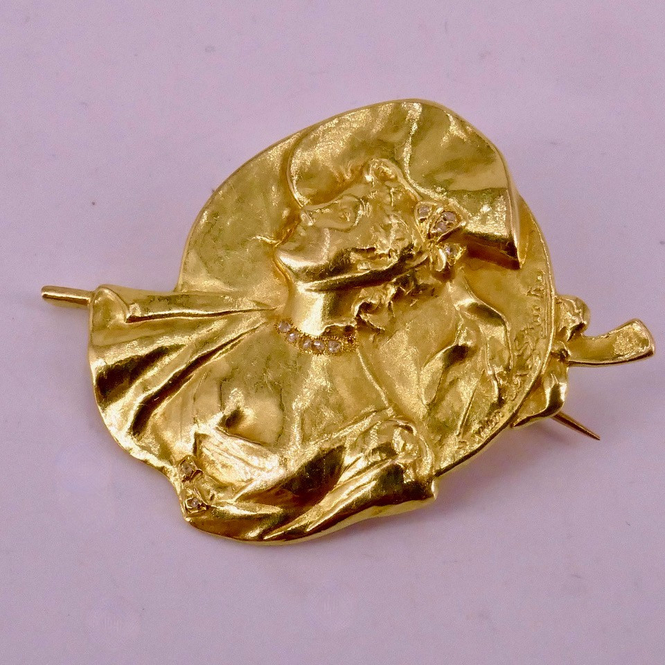 Broche Or Art Nouveau  élégante Van Der Straeten-photo-2