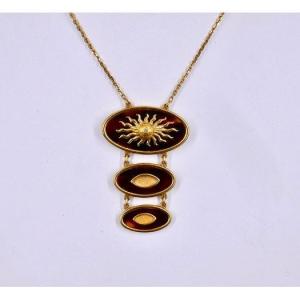 70s Gold And Tortoiseshell Necklace