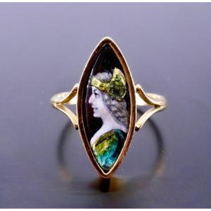 Limoges Enamel Ring Early 20th Century