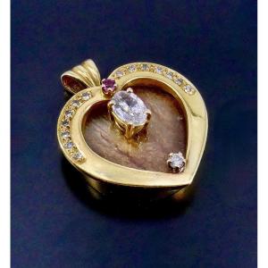 Gold Diamond Heart Pendant 